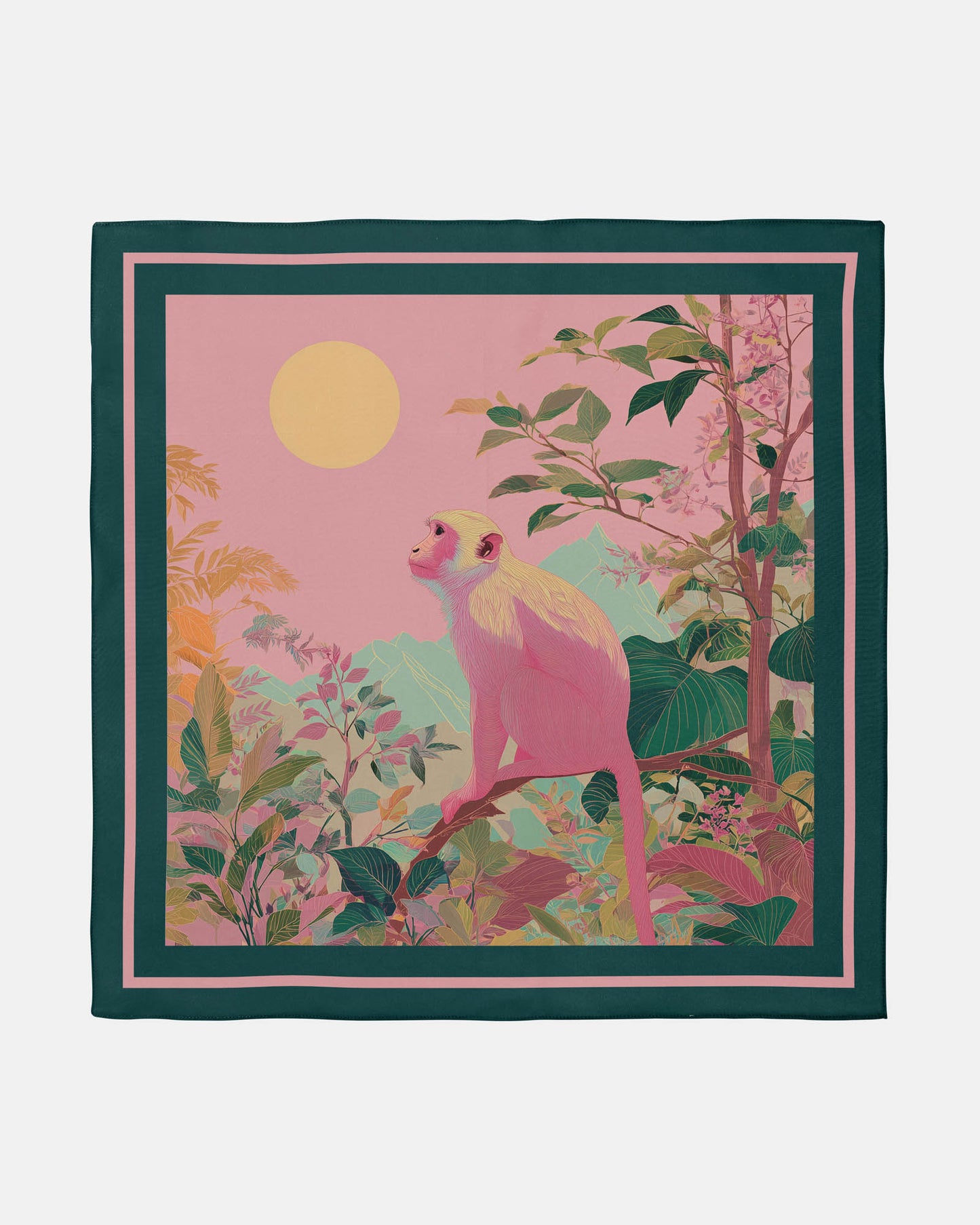 Pink Monkey Silk Scarf