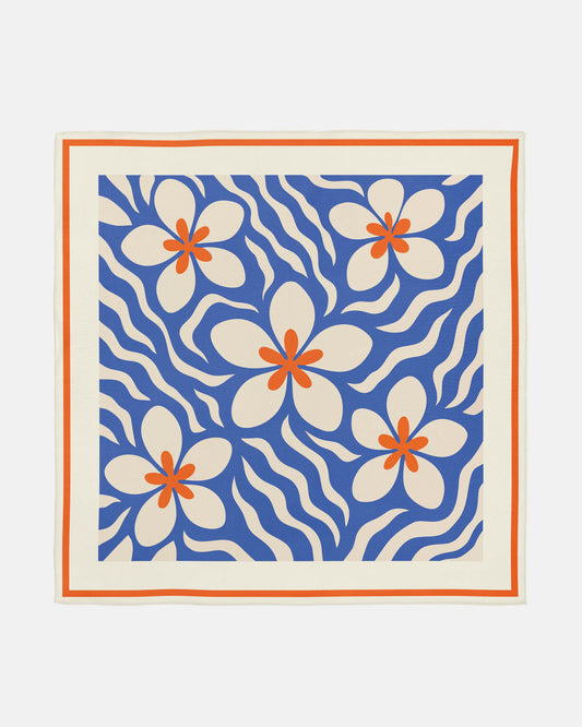 Plumeria Waves Silk Scarf