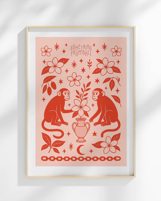Floral Monkeys Art Print