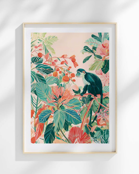 Monkey in Bloom Art Print
