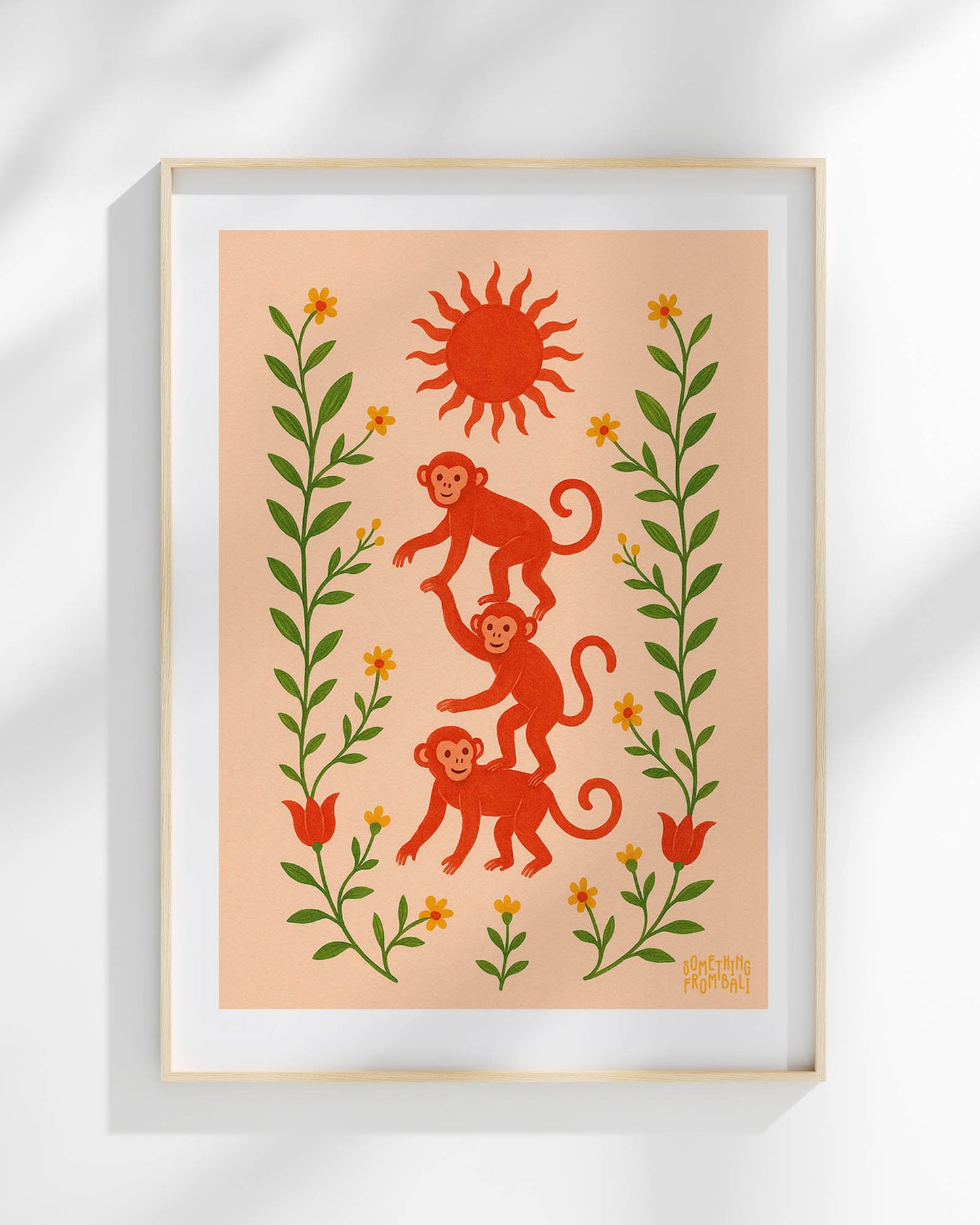 Red Monkeys Art Print