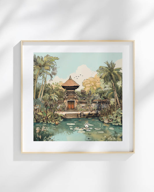 Temple by the Lotus Pond Art Print