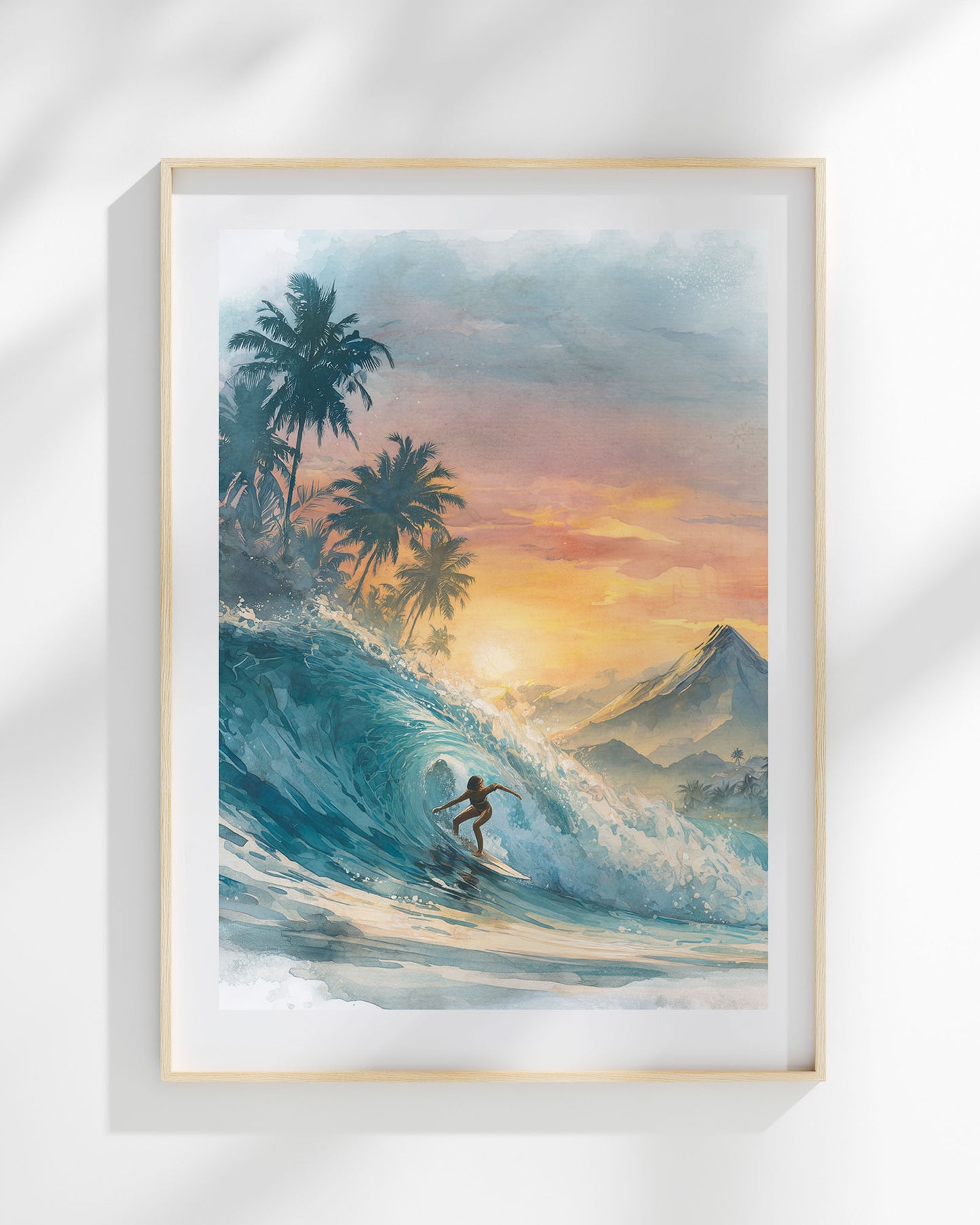 Watercolor Surfer Art Print