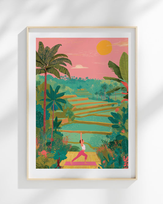Yoga in Rice Fields Art Print