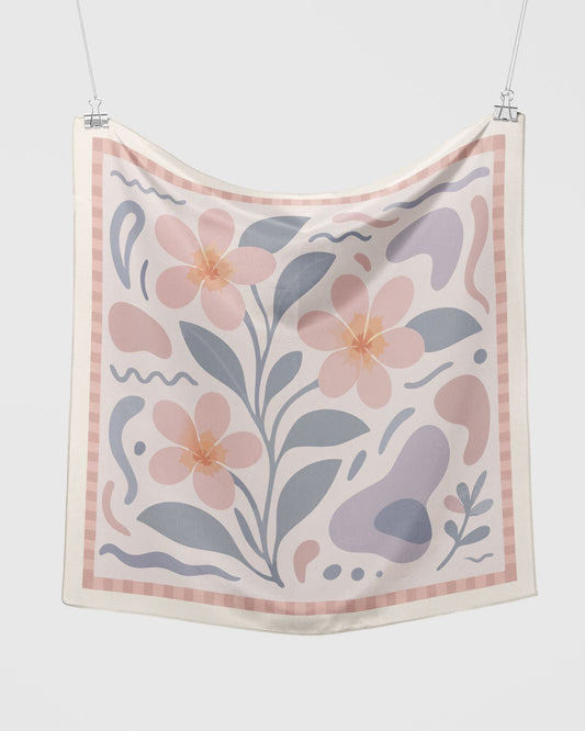 Pastel Plumeria Silk Scarf