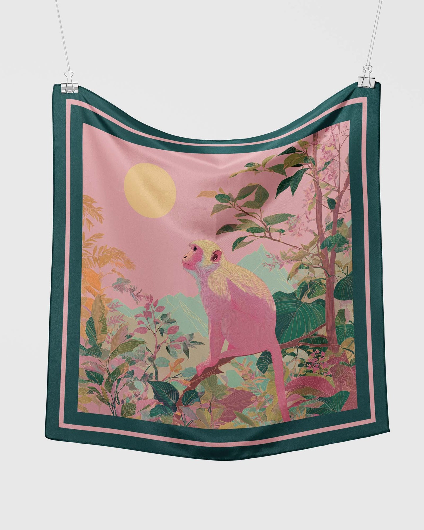 Pink Monkey Silk Scarf