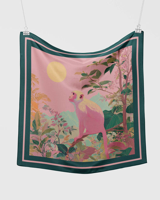 Pink Monkey Silk Scarf