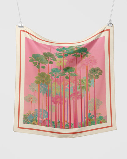 Pink Palm Trees Silk Scarf