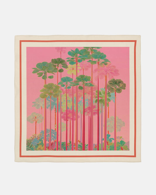 Pink Palm Trees Silk Scarf