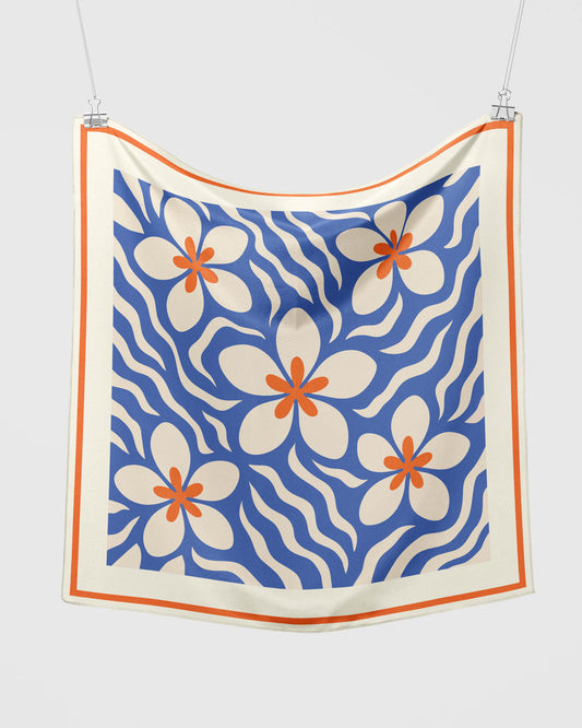 Plumeria Waves Silk Scarf