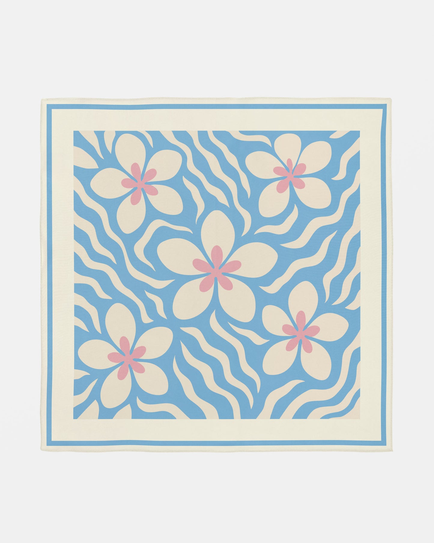 Plumeria Waves Silk Scarf in Pastel Green