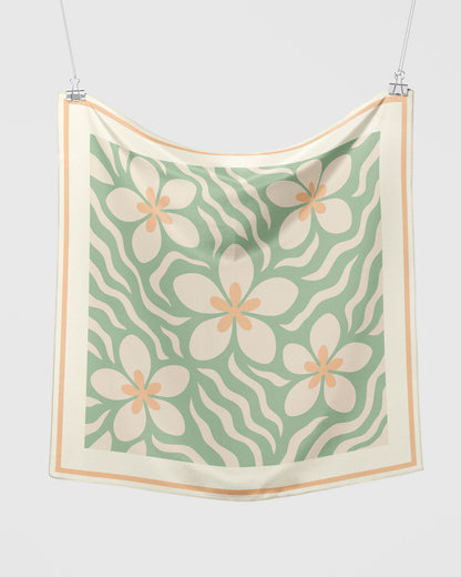 Plumeria Waves Silk Scarf